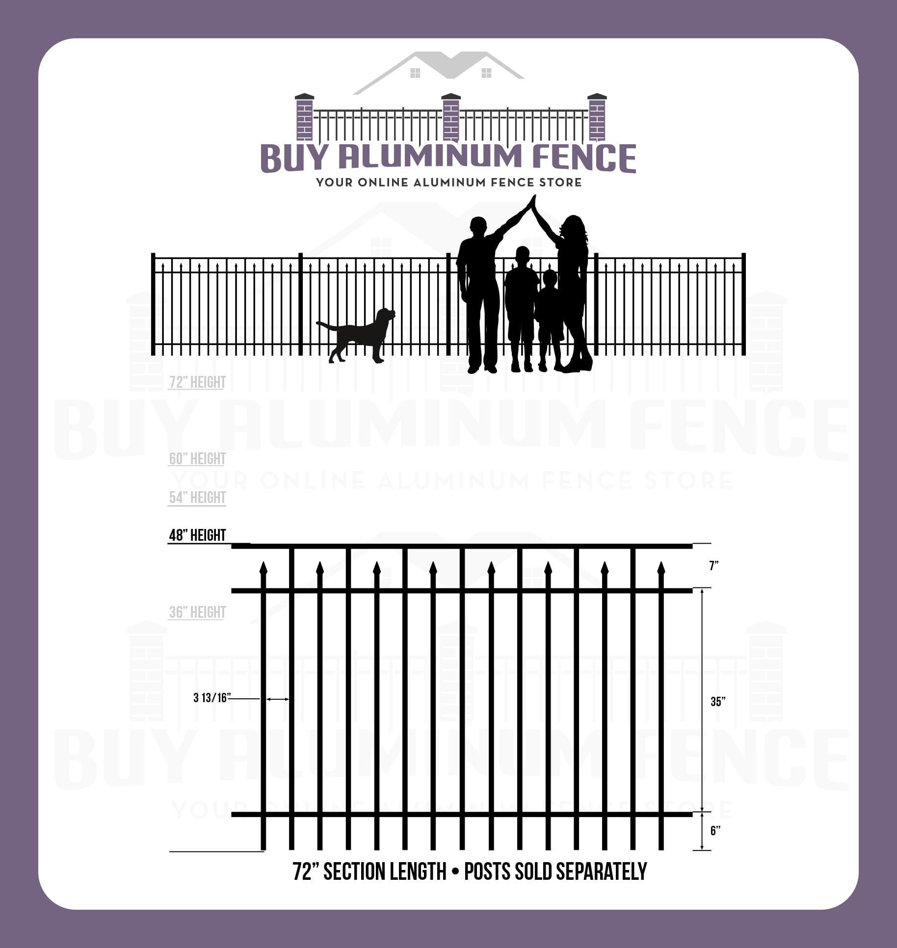 4FT Tall Flat Top with Spears Claremont Panel Standard Picket Buy